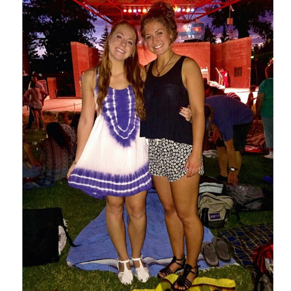 Blue and white tie dye dress